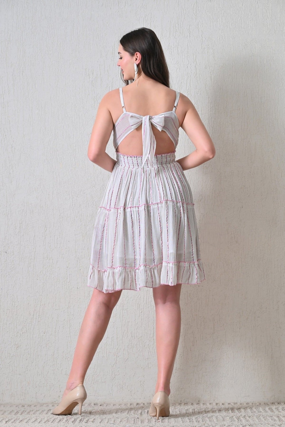 26460 Embroidered V-Neck Tiered Mini Dress – Rayon Summer Style - Advance Apparels Inc