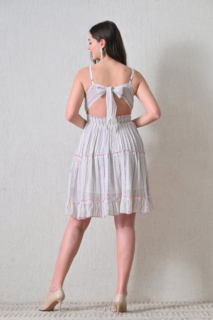 26460 Embroidered V-Neck Tiered Mini Dress – Rayon Summer Style - Advance Apparels Inc