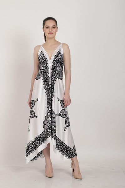 Batik Paisley Print Dress Elastic Back One Size Fits Most S-923