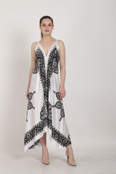 Batik Paisley Print Dress Elastic Back One Size Fits Most S-923