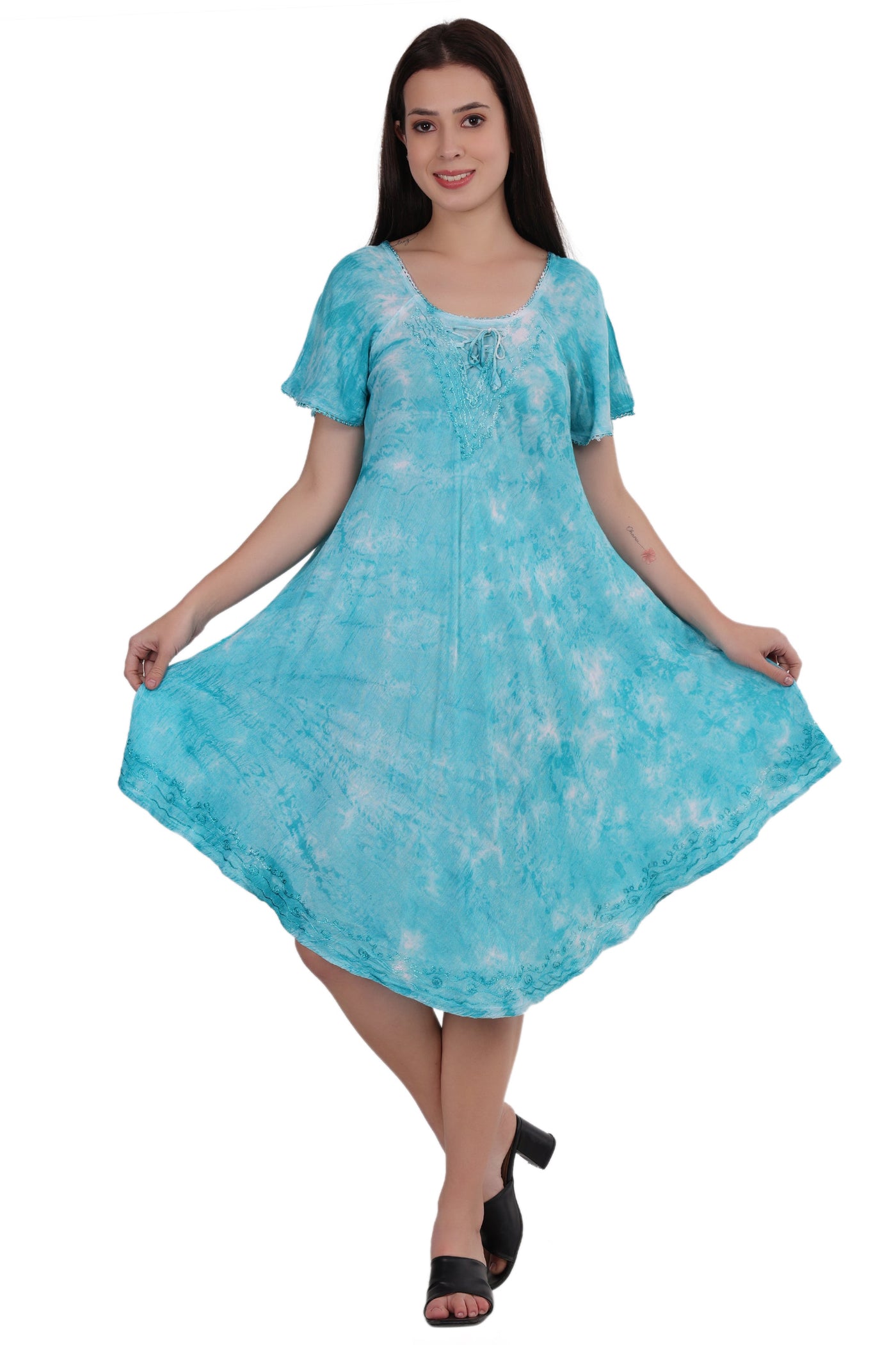 Cap Sleeve Tie Dye Dress 482165-SLVD