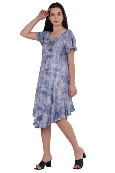 Cap Sleeve Tie Dye Dress 482165-SLVD