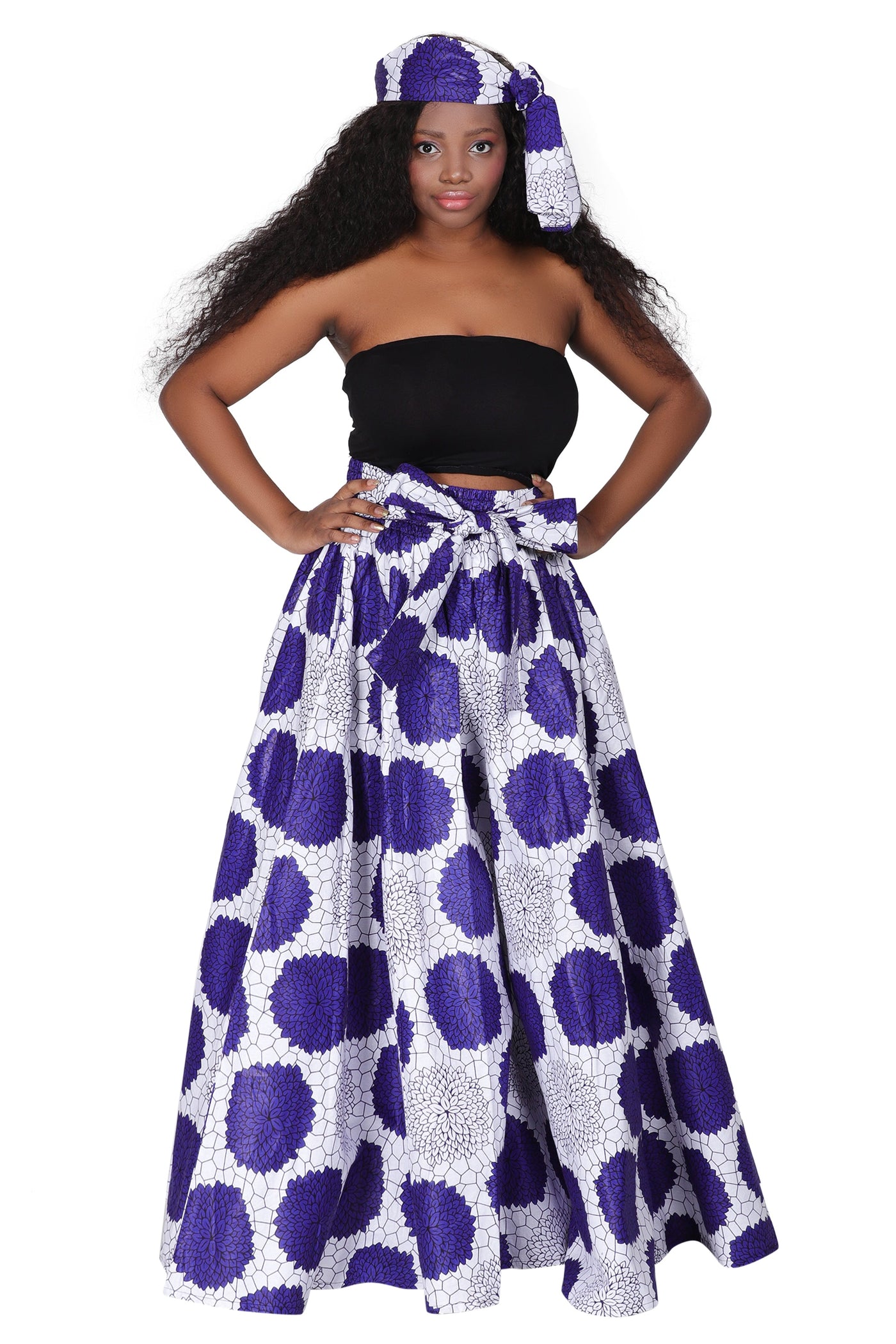 Contrasting Micro Floral Wax Print Skirt 16317-224