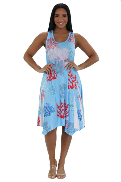 Coral Reef Print Beach Dress 21234