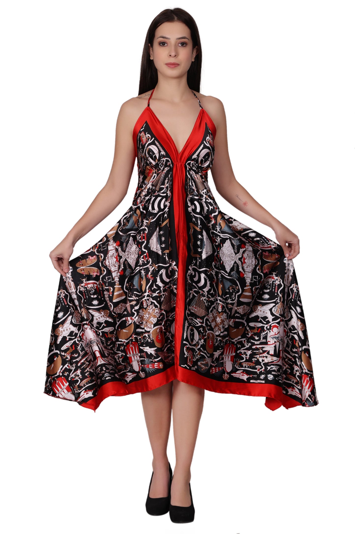 Digital Print Scarf Dress 8806