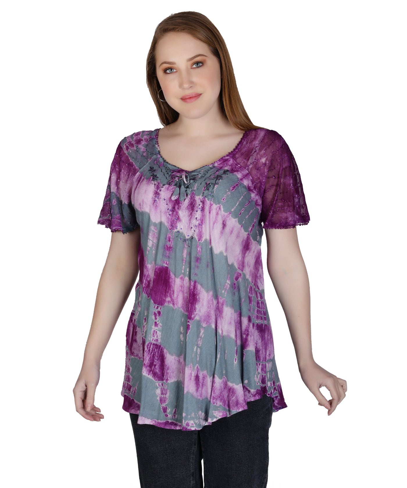 Double Washed Tie Dye Blouse 302136