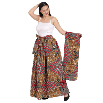 Earth Tone African Print Long Maxi Skirt Elastic Waist 16317-96 - Advance Apparels Inc