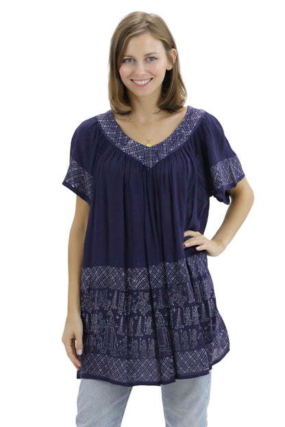 Geometric Border Print Blouse 94