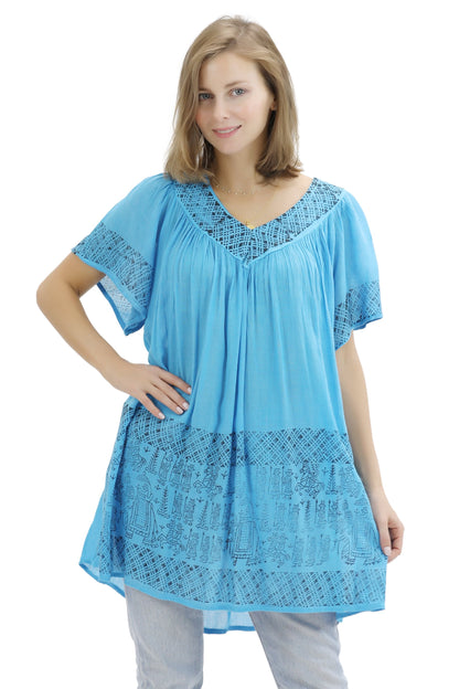 Geometric Border Print Blouse 94