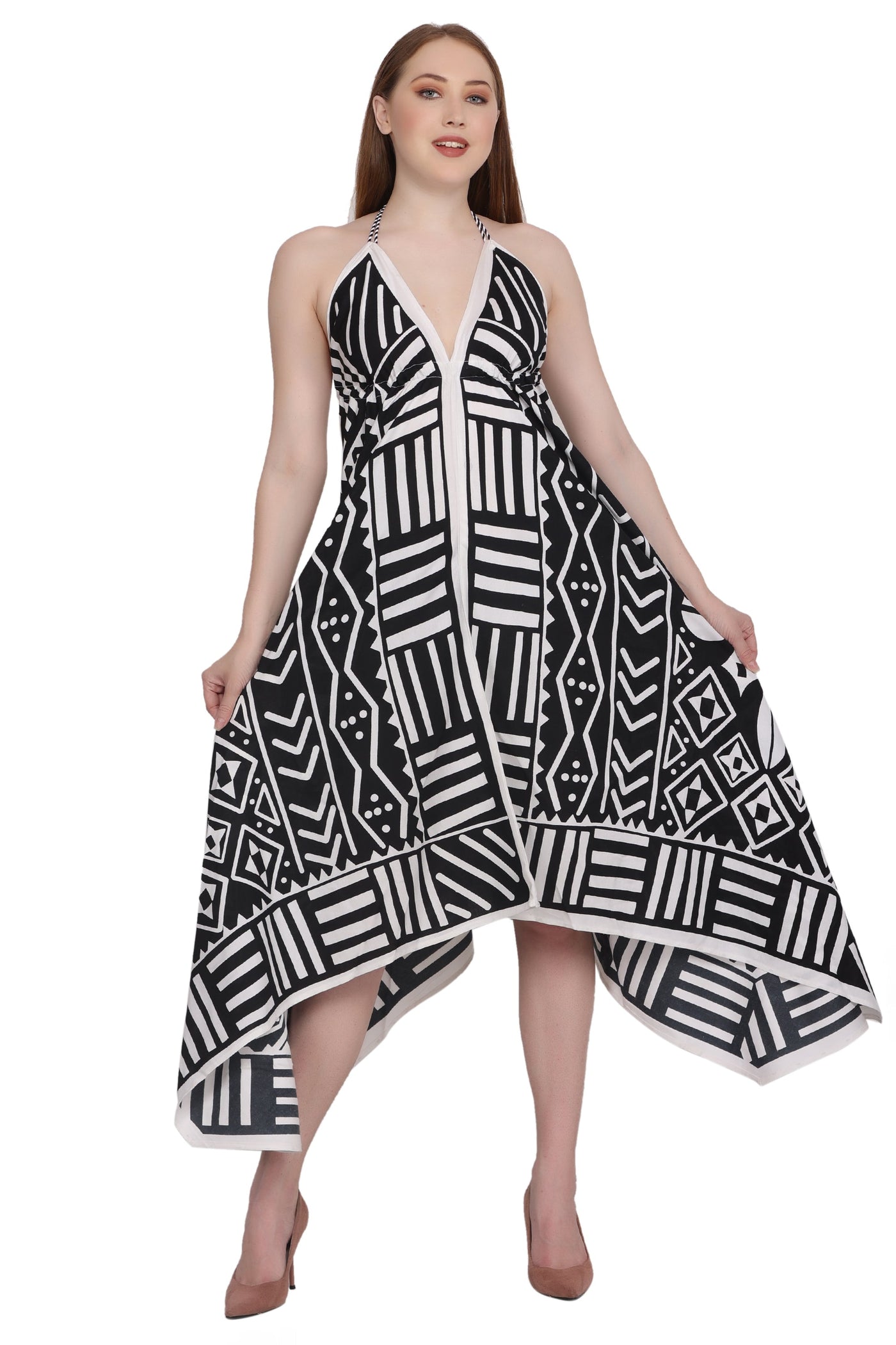 Geometric Print Scarf Dress 1951