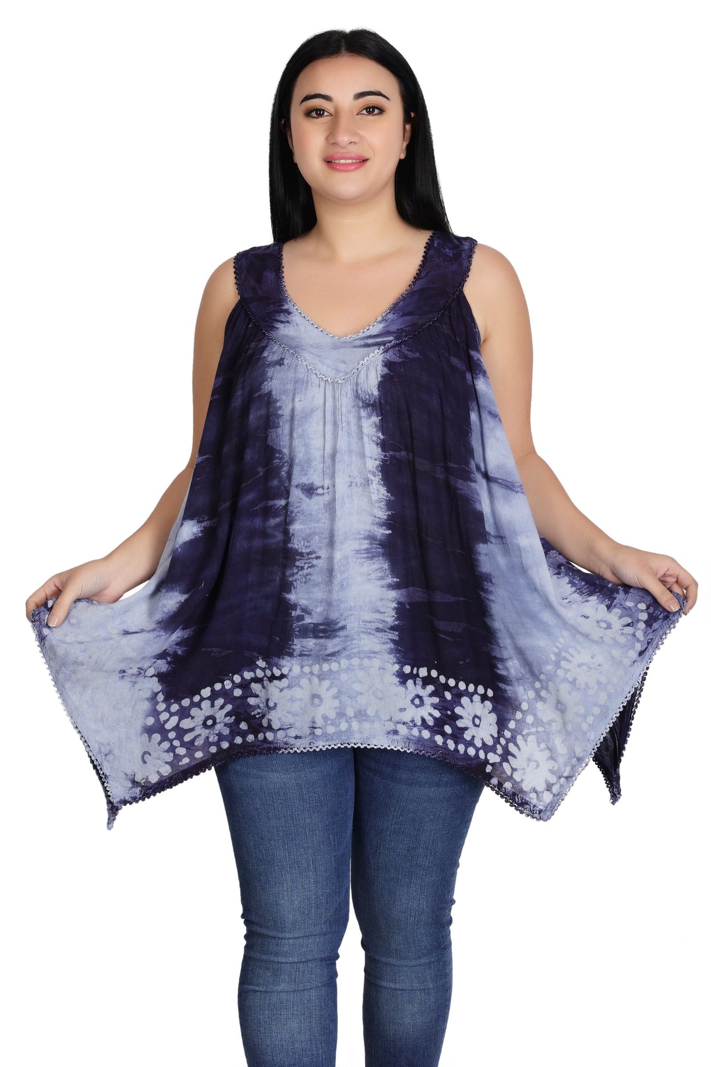 Handkerchief Bottom Tie Dye Tank 17793 - Advance Apparels Inc