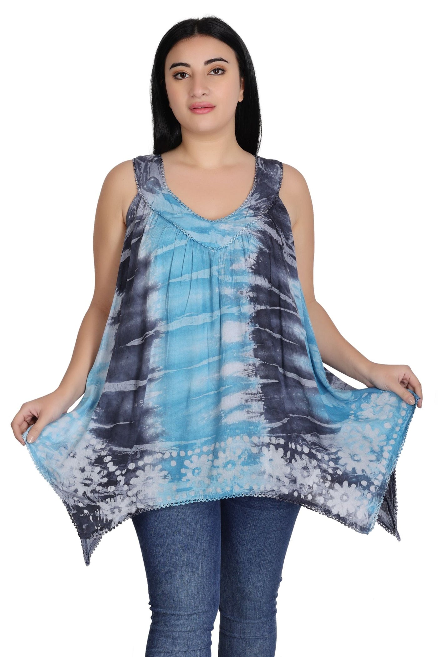 Handkerchief Bottom Tie Dye Tank 17793 - Advance Apparels Inc