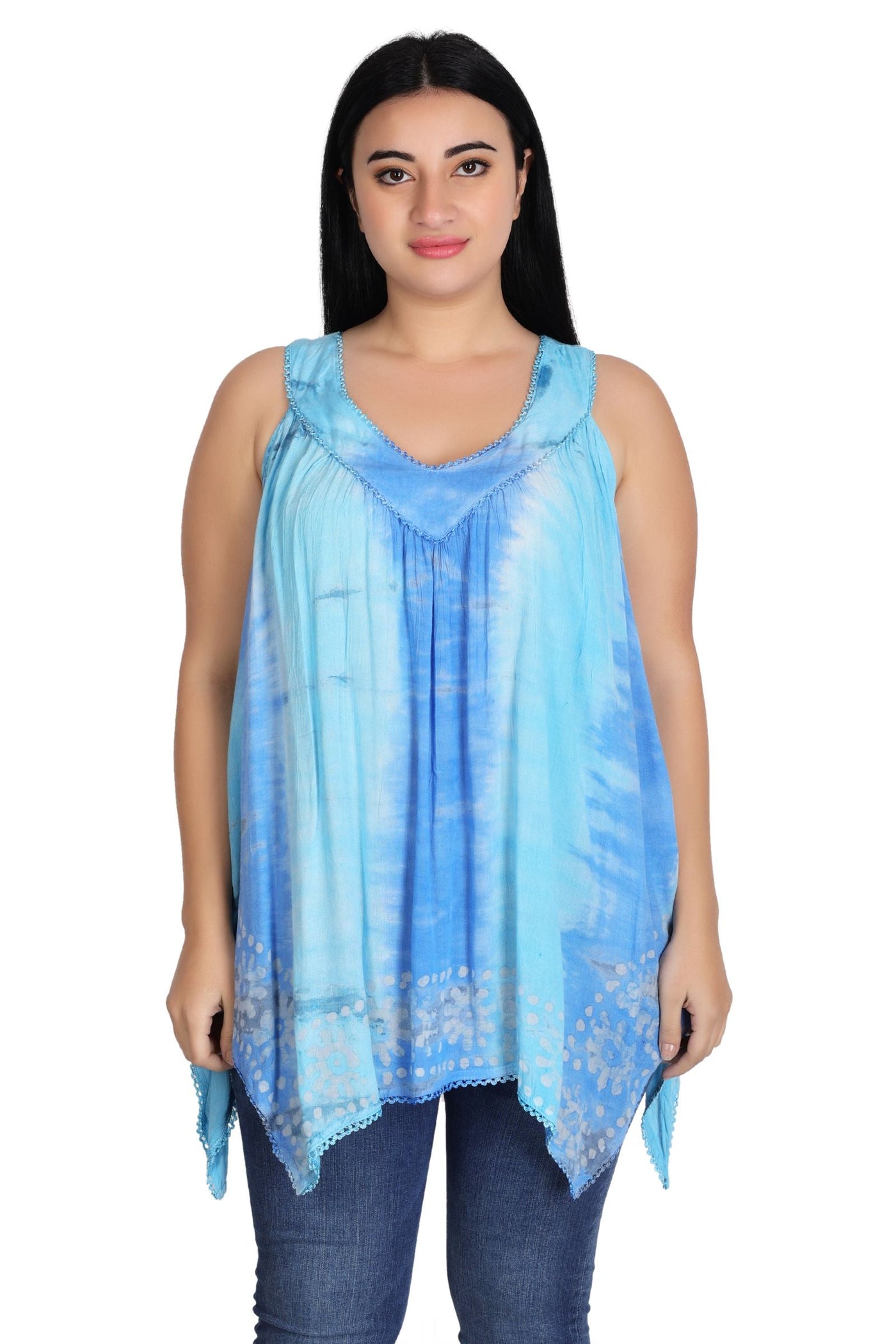 Handkerchief Bottom Tie Dye Tank 17793 - Advance Apparels Inc