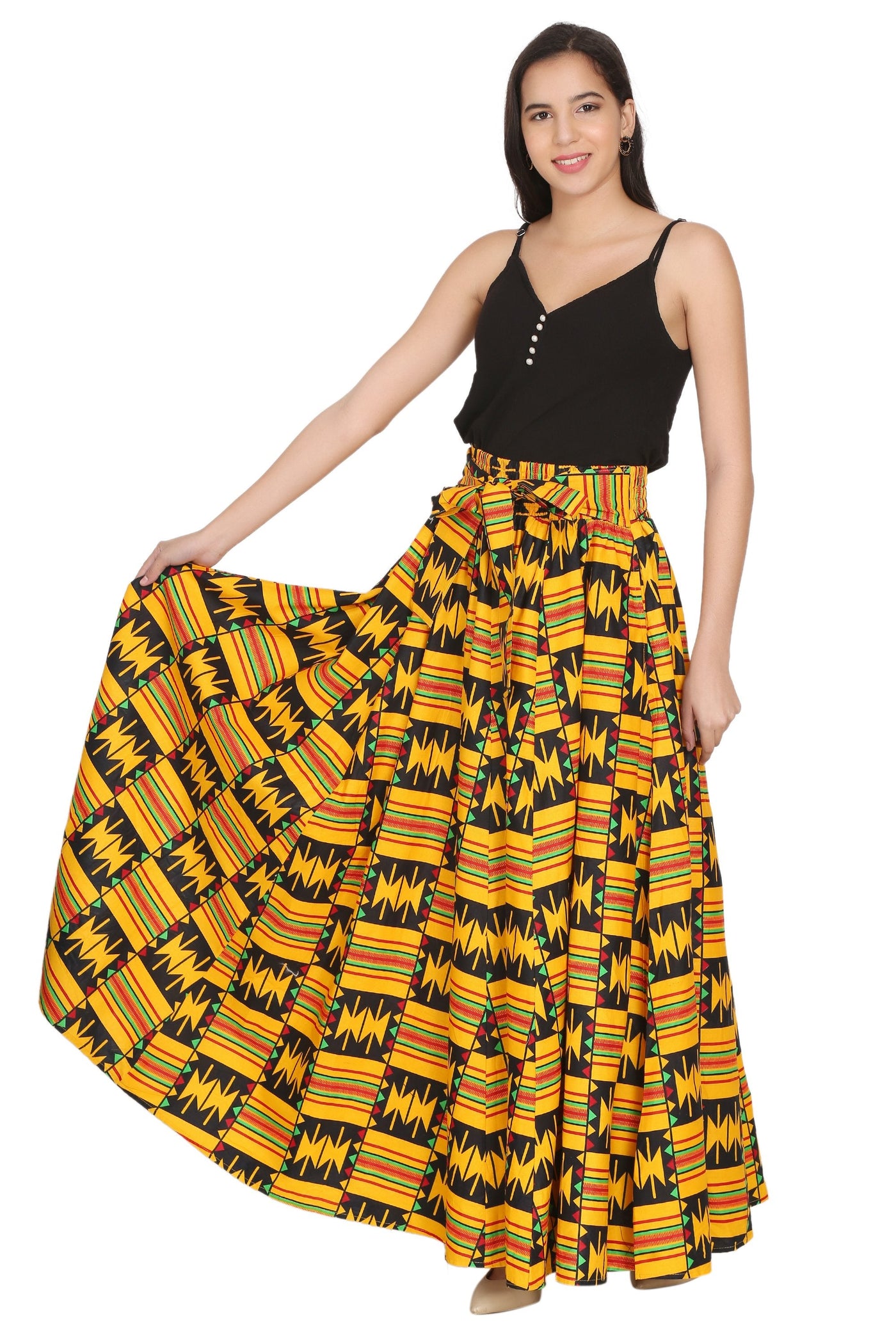 Kente Print Long Maxi Skirt 16317-611