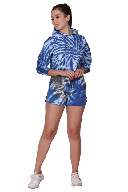 Ladies Two Piece Tie Dye Crop Set Cotton Blend Activewear 9601/8601