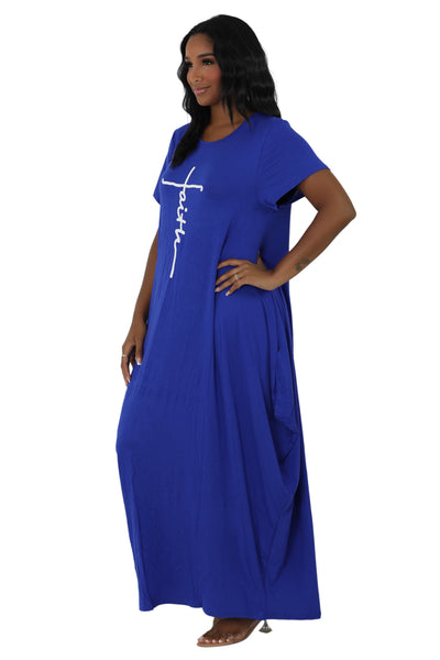 Long "Faith" Knitted Short Sleeve Dress 6666
