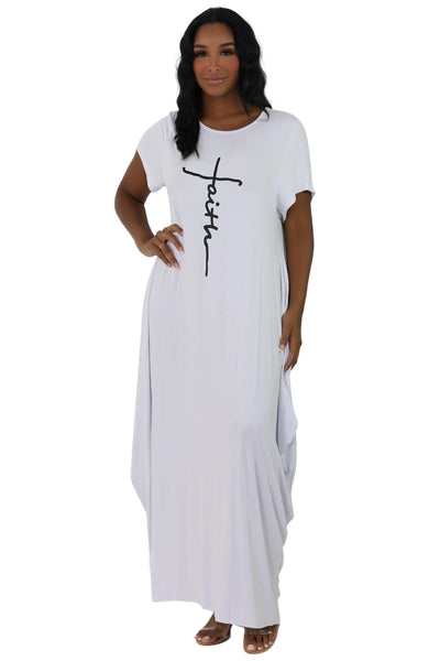 Long "Faith" Knitted Short Sleeve Dress 6666