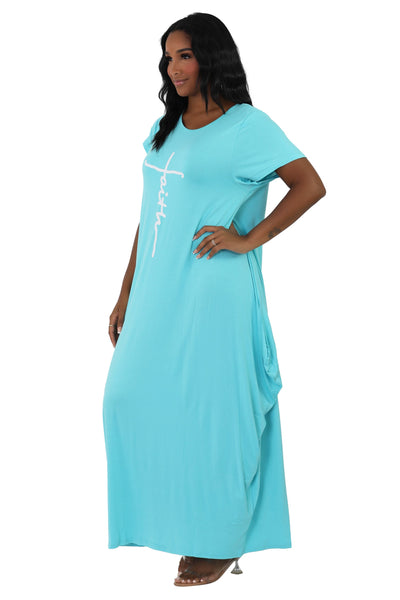 Long "Faith" Knitted Short Sleeve Dress 6666