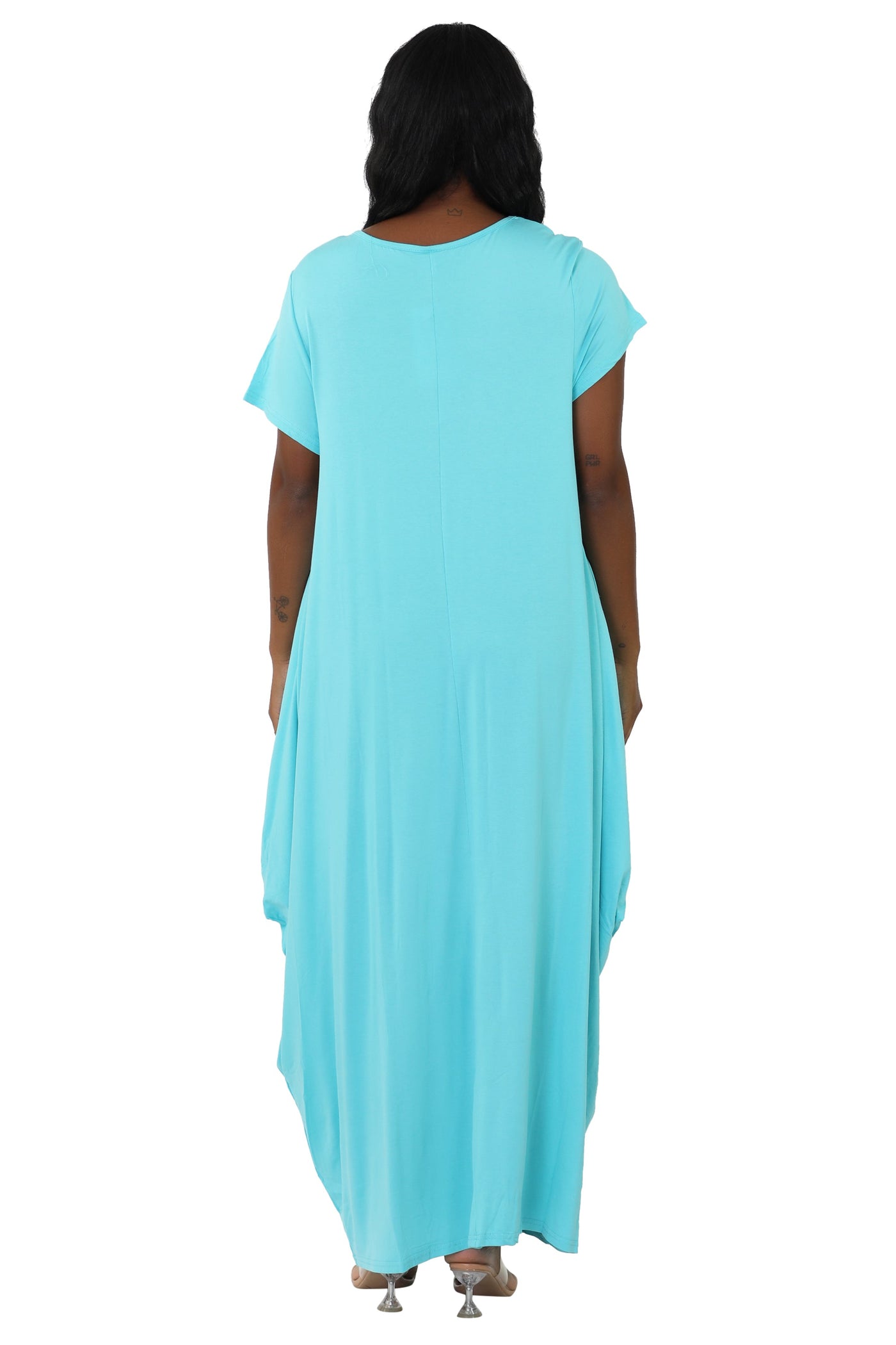 Long "Faith" Knitted Short Sleeve Dress 6666