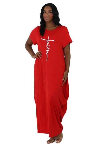 Long "Faith" Knitted Short Sleeve Dress 6666