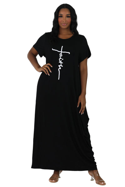 Long "Faith" Knitted Short Sleeve Dress 6666