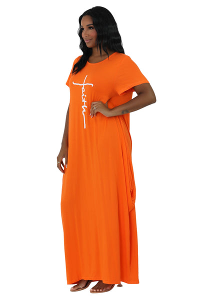 Long "Faith" Knitted Short Sleeve Dress 6666
