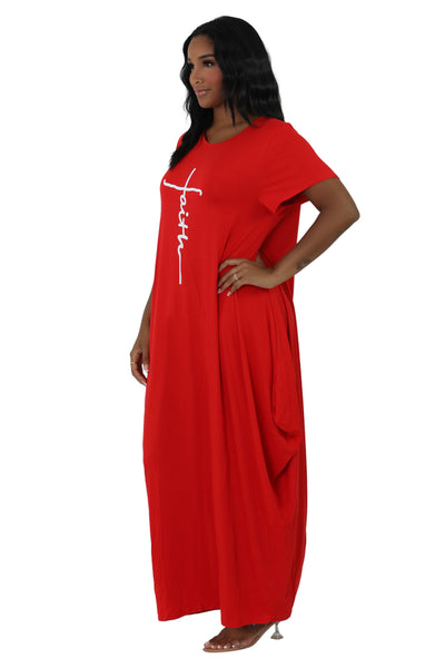 Long "Faith" Knitted Short Sleeve Dress 6666