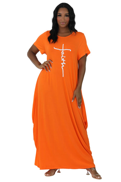 Long "Faith" Knitted Short Sleeve Dress 6666