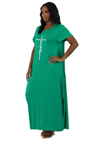 Long "Faith" Knitted Short Sleeve Dress 6666