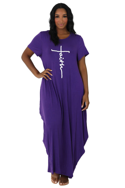 Long "Faith" Knitted Short Sleeve Dress 6666