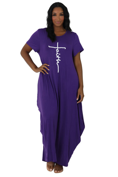 Long "Faith" Knitted Short Sleeve Dress 6666