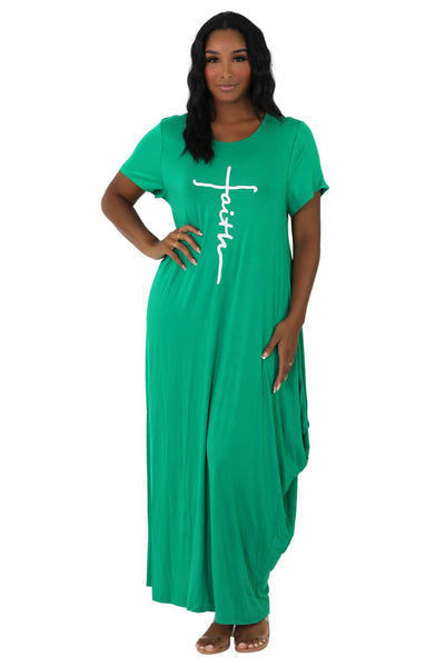 Long "Faith" Knitted Short Sleeve Dress 6666