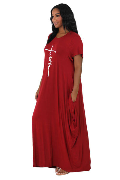 Long "Faith" Knitted Short Sleeve Dress 6666