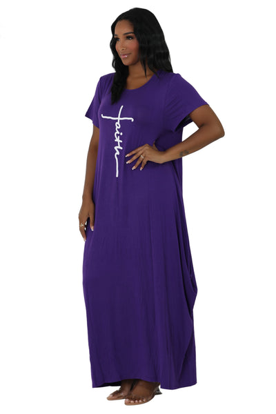 Long "Faith" Knitted Short Sleeve Dress 6666