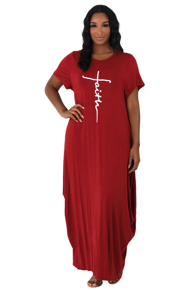Long "Faith" Knitted Short Sleeve Dress 6666
