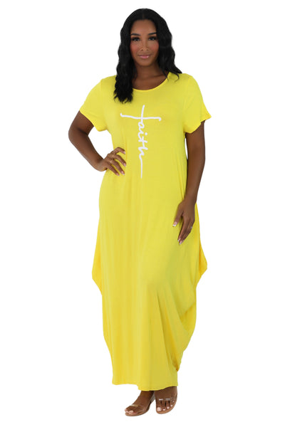Long "Faith" Knitted Short Sleeve Dress 6666