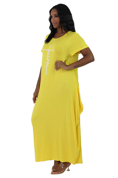 Long "Faith" Knitted Short Sleeve Dress 6666