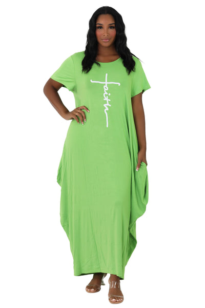 Long "Faith" Knitted Short Sleeve Dress 6666