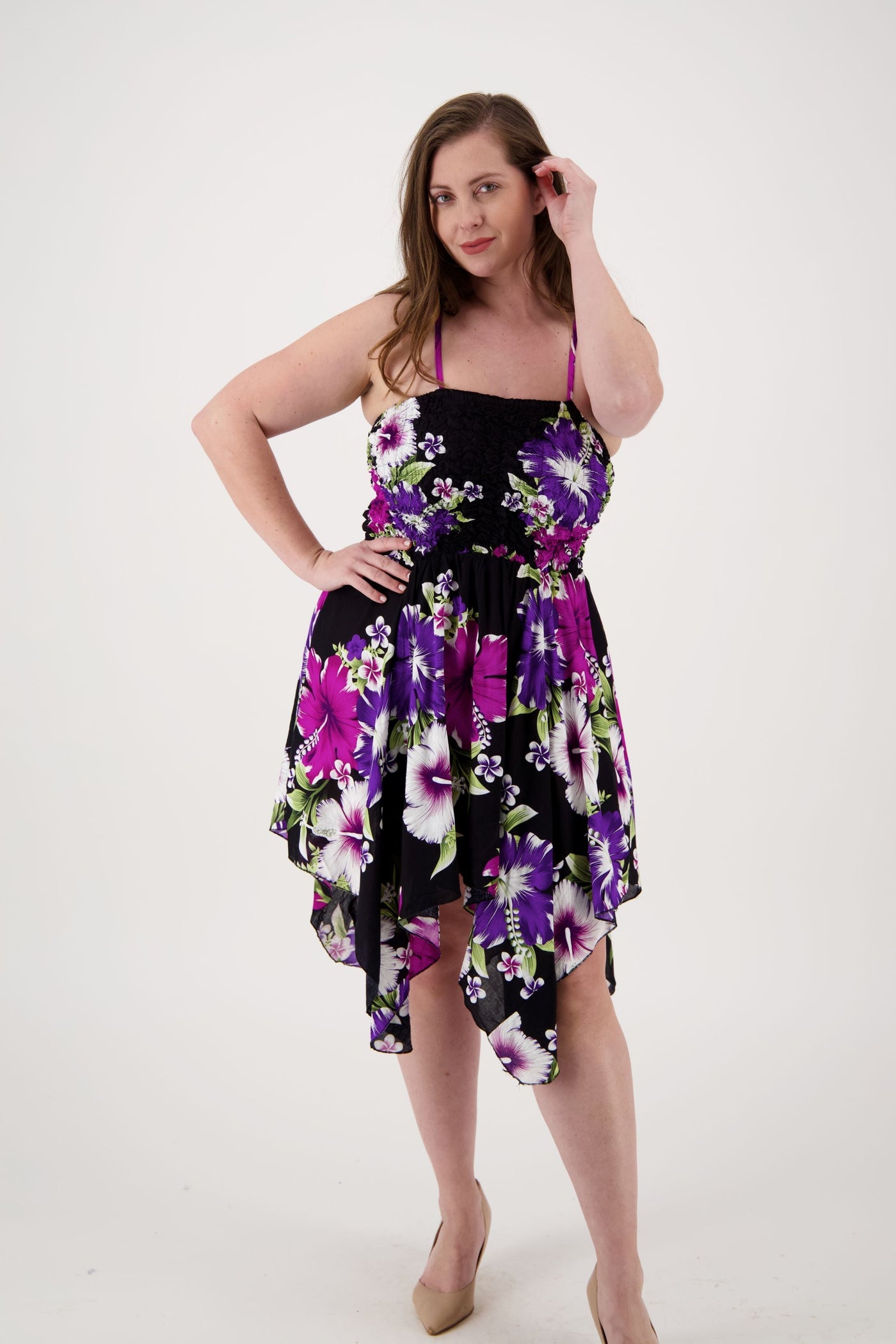 Long Fairytale Bottom Floral Print Beach Dress TH-349