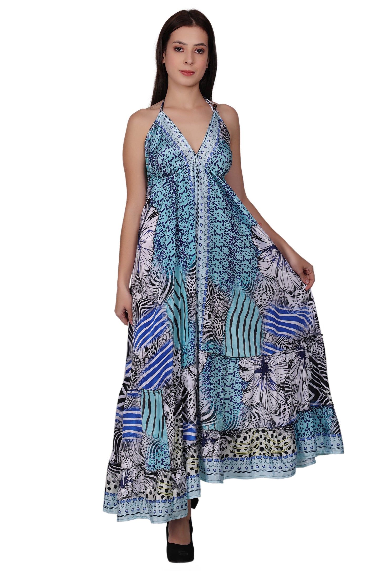 Long Silk Halter Top Dress AB-26038