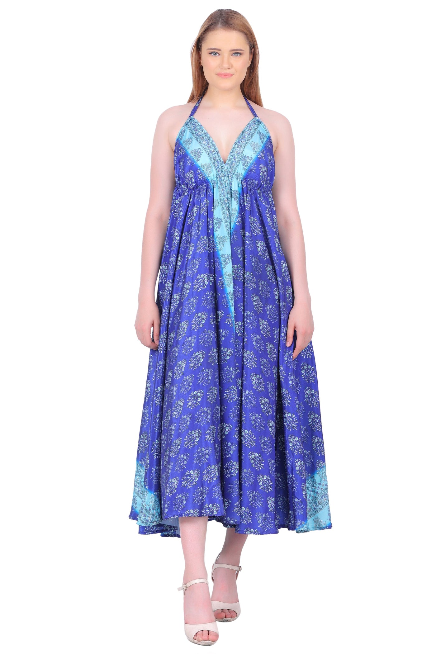 Long Silk Halter Top Dress AB23007