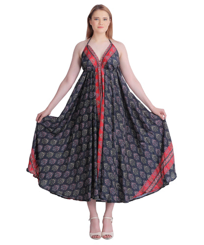 Long Silk Halter Top Dress AB23007