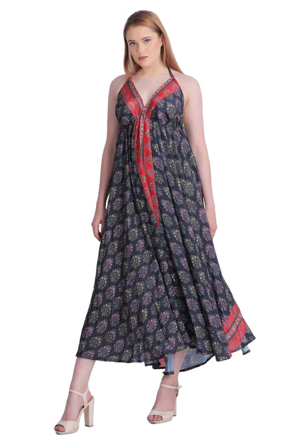 Long Silk Halter Top Dress AB23007