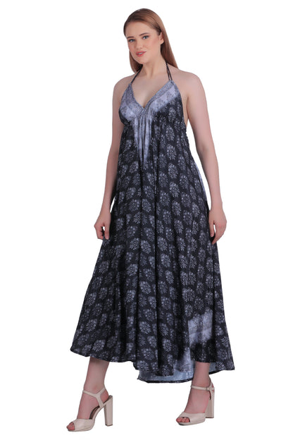 Long Silk Halter Top Dress AB23007