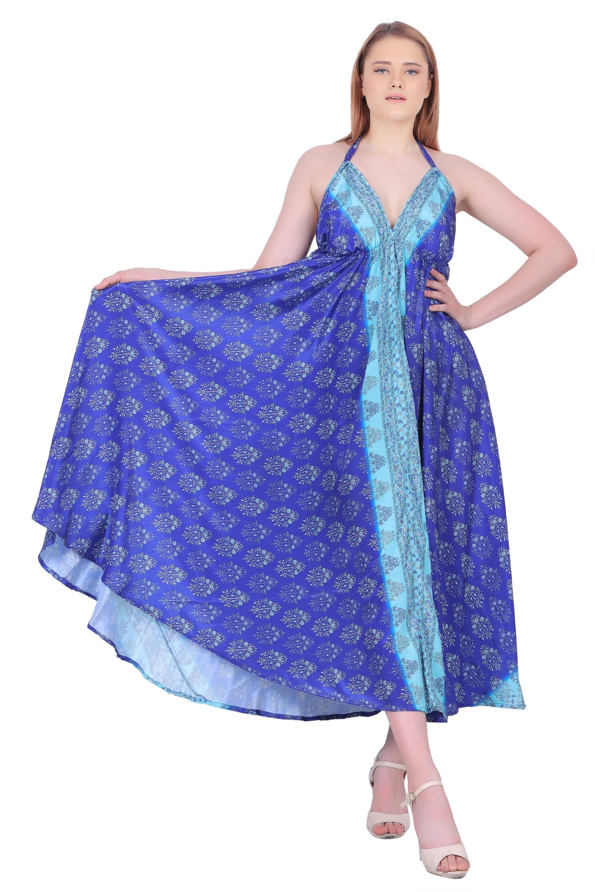 Long Silk Halter Top Dress AB23007