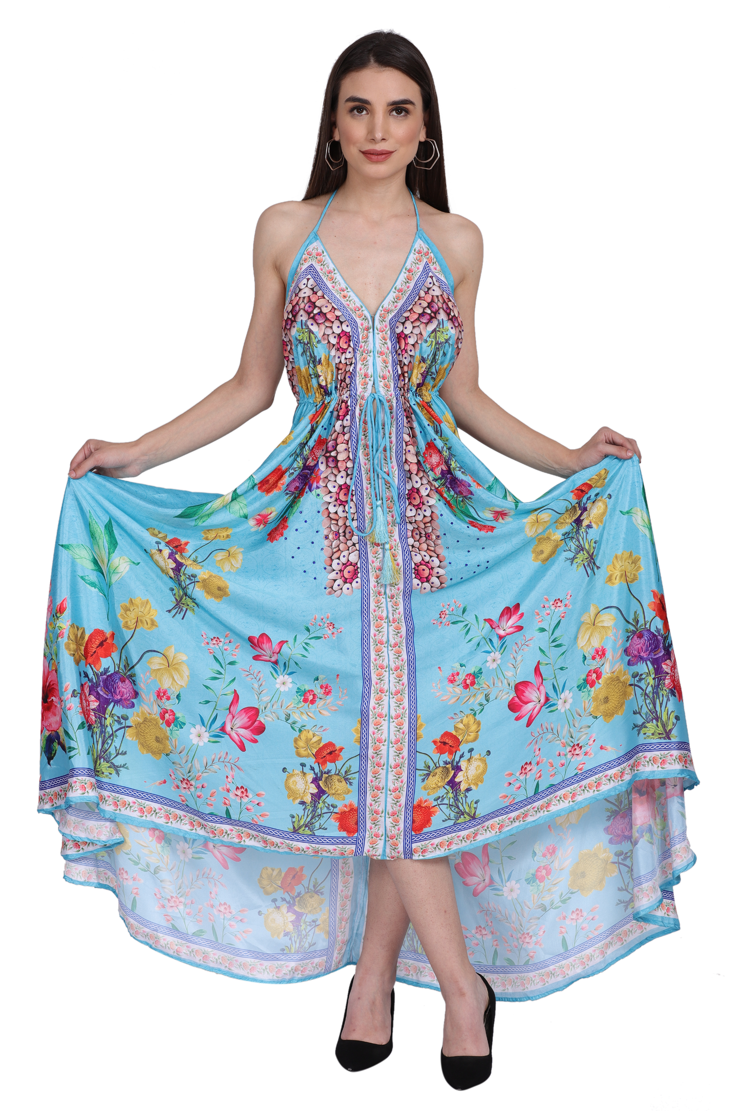 Long Silk Halter Top Dress PD-9710