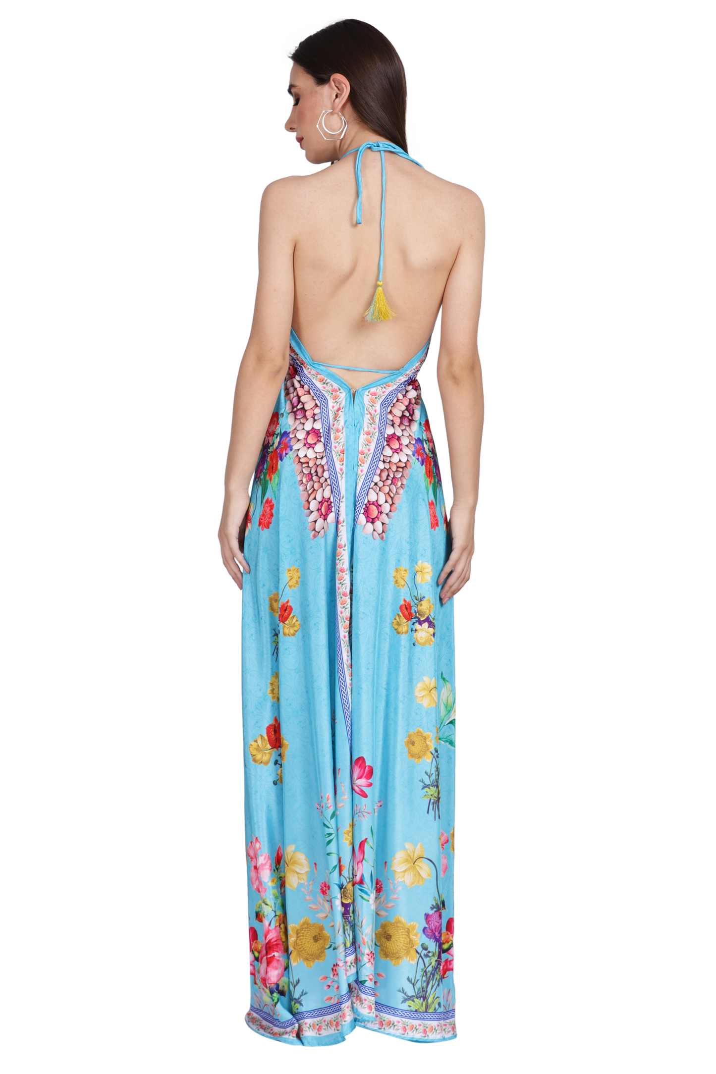 Long Silk Halter Top Dress PD-9710