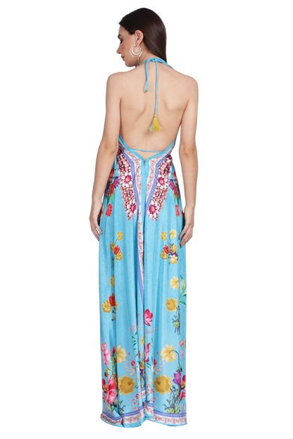 Long Silk Halter Top Dress PD-9710