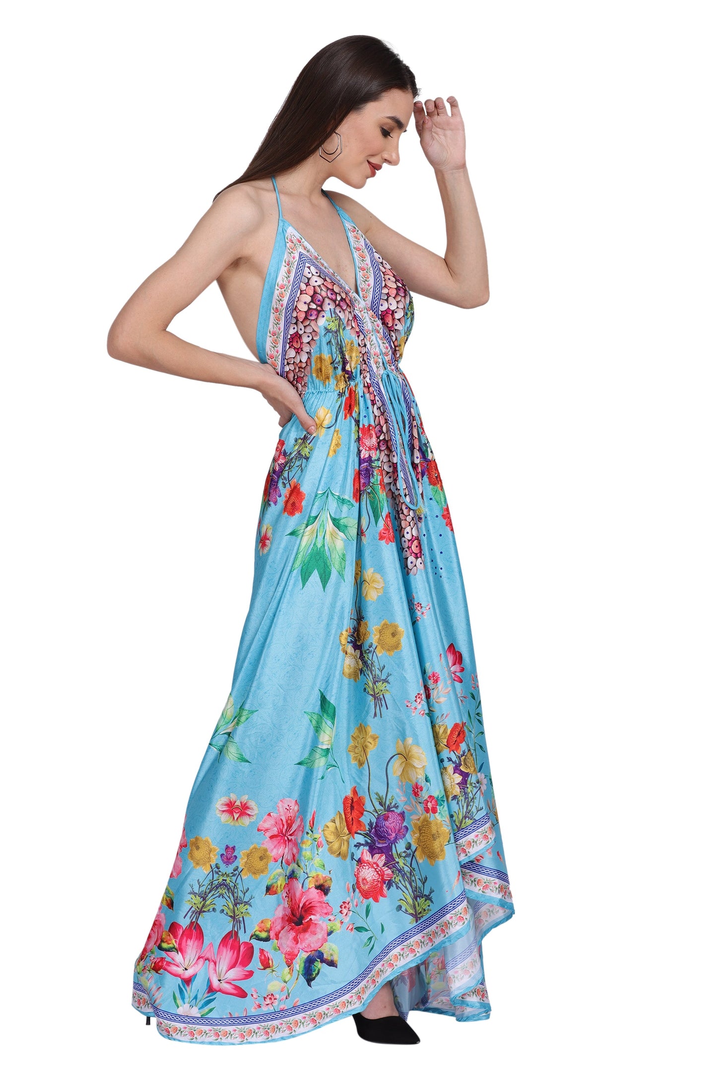 Long Silk Halter Top Dress PD-9710