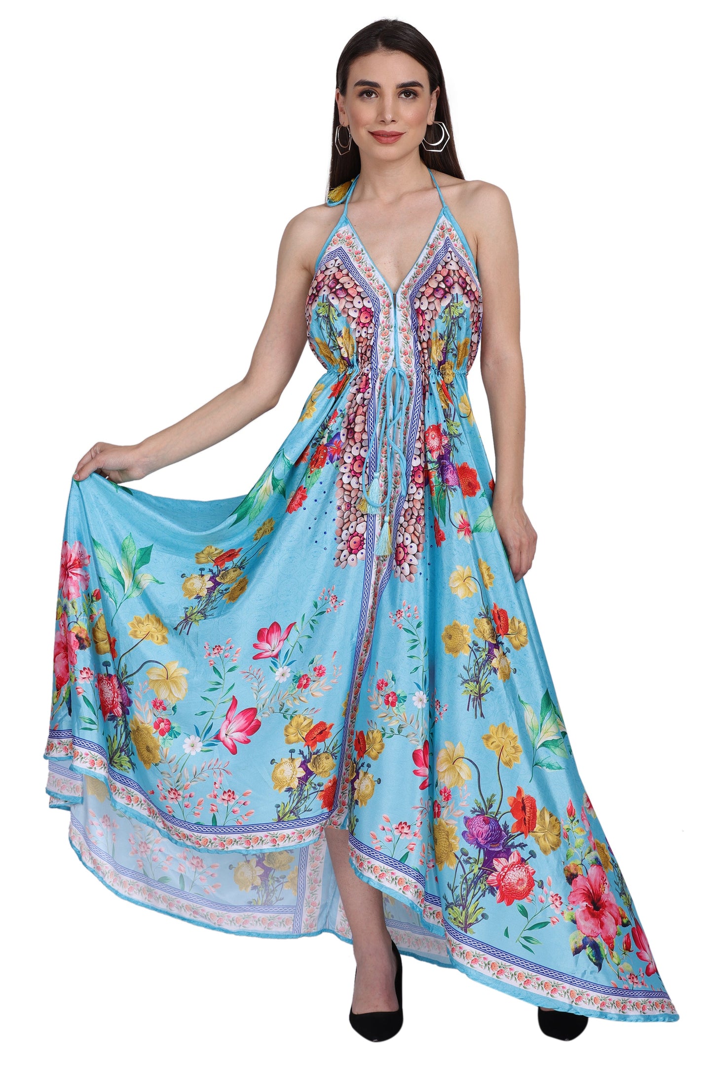 Long Silk Halter Top Dress PD-9710